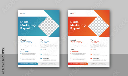 Corporate Business flyer template vector design digital marketing agency flyer design cover modern layout annual report poster flyer in A4 template Corporate creative flyer design template in A4 size.