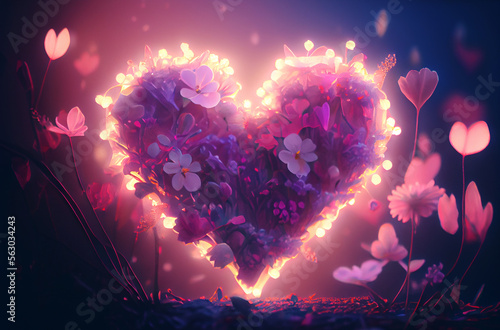 Heart beautiful valentine background. Generative AI.