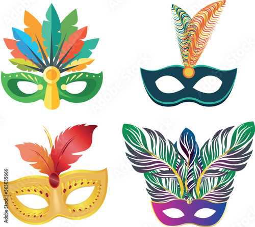 pack of carnival masks in vector illustration