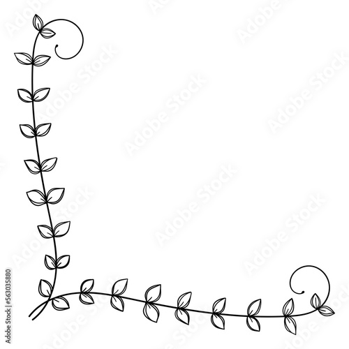 繊細な植物や花のボタニカルコーナーフレーム　ベクター素材