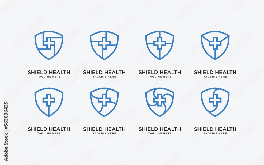 design logo health with shield modern technology template