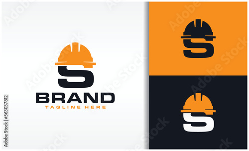 initials S cap construction logo