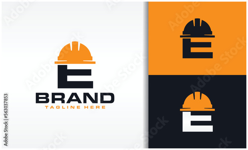 initials E cap construction logo