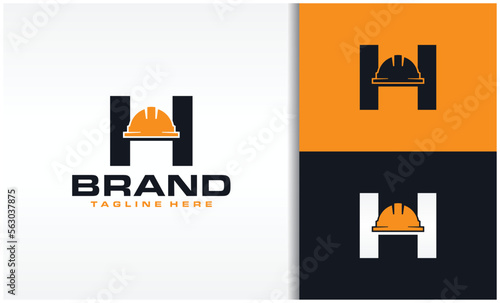 initials H cap construction logo
