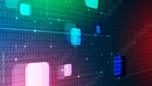 Binary code background abstract technology perspective. Digital binary data and Secure Data Concept.