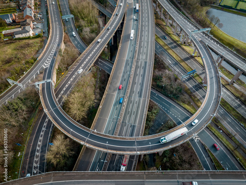 Spaghetti Junction at Rush Hour Aerial View