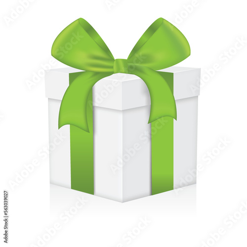 Green gift box isolated on a white background