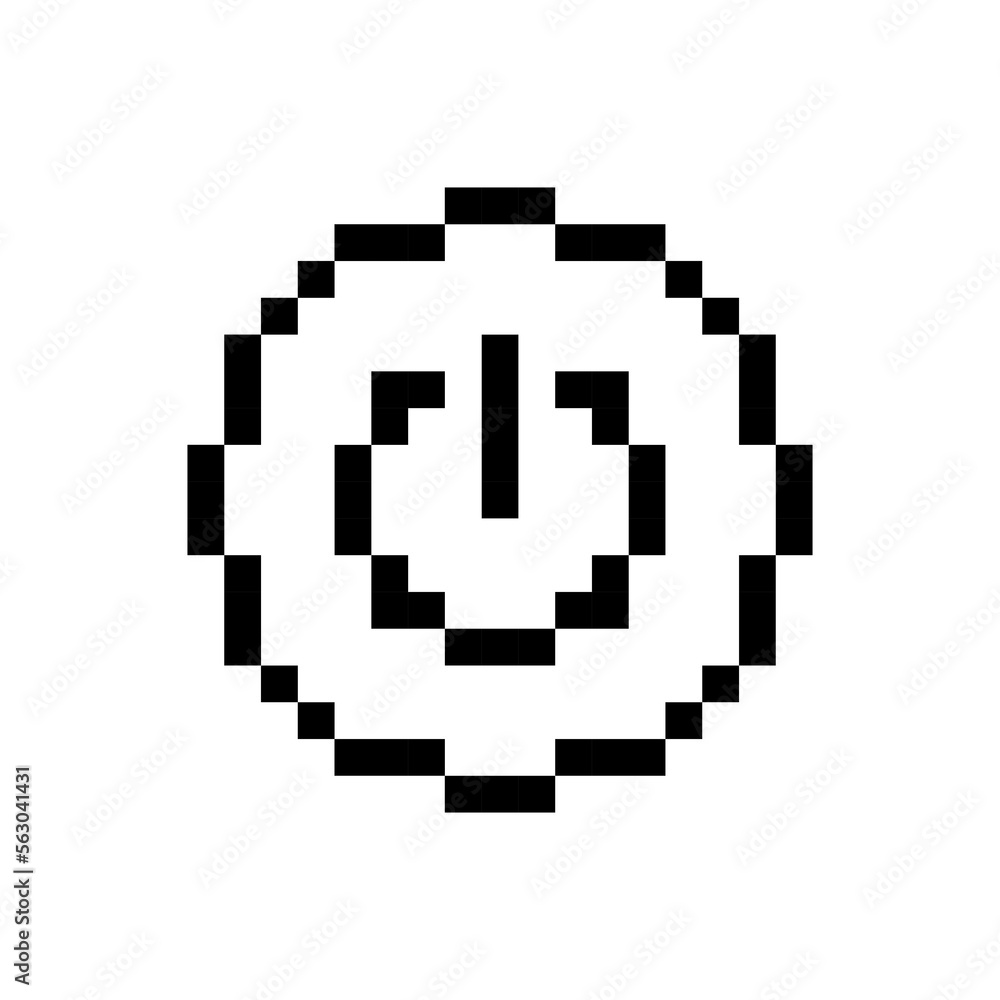 Fototapeta premium Black power button, pixel art icon. Vector illustration.