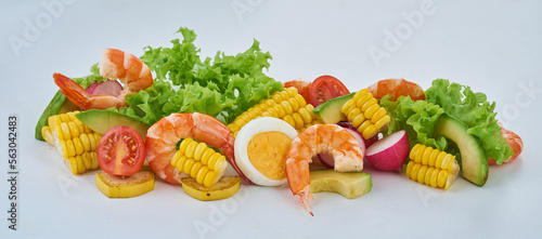 Fototapeta Naklejka Na Ścianę i Meble -  Salad, fruits, on white background   