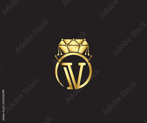 V Letter Creative Diamond luxury Modern Logo Design Company Concept