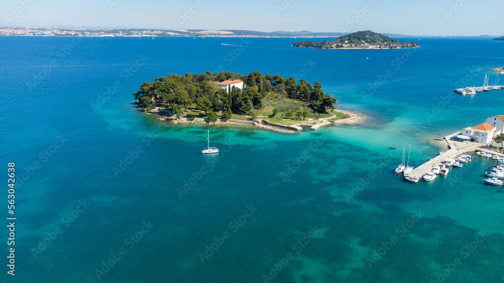 Island Galevac iz Zadar archipelago next to Ugljan with its monastery