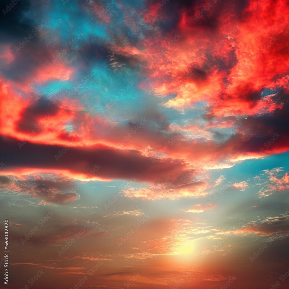 sunset sky with clouds,Generative IA
