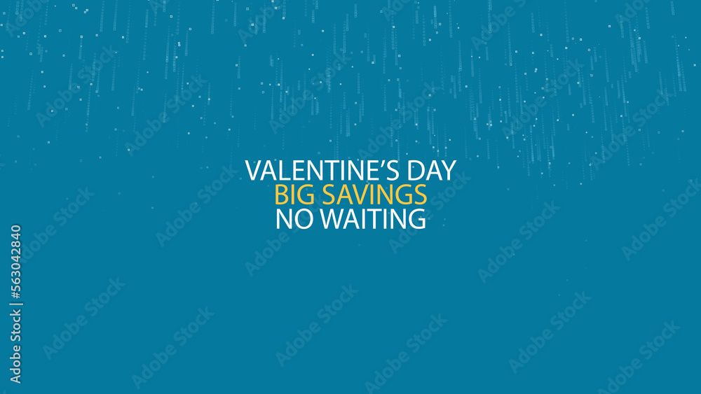 Naklejka premium VALENTINES DAY BIG SAVINGS animated sign text with Matrix effect. Holiday Valentine sale concept. Funny slogan