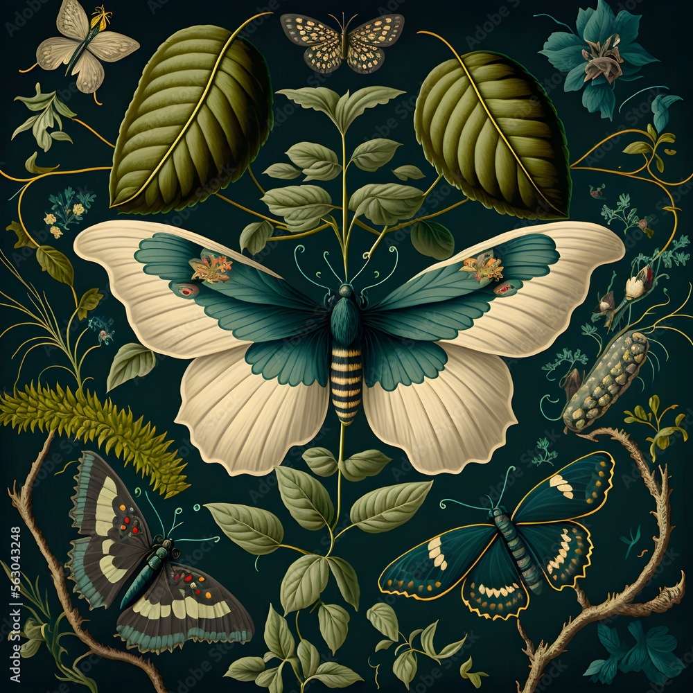 pattern Metamorphosis insectorum Surinamensium, Maria Sibylla Merian