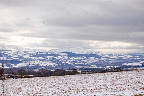 Winter snows on the Black mountains of England and Wales.