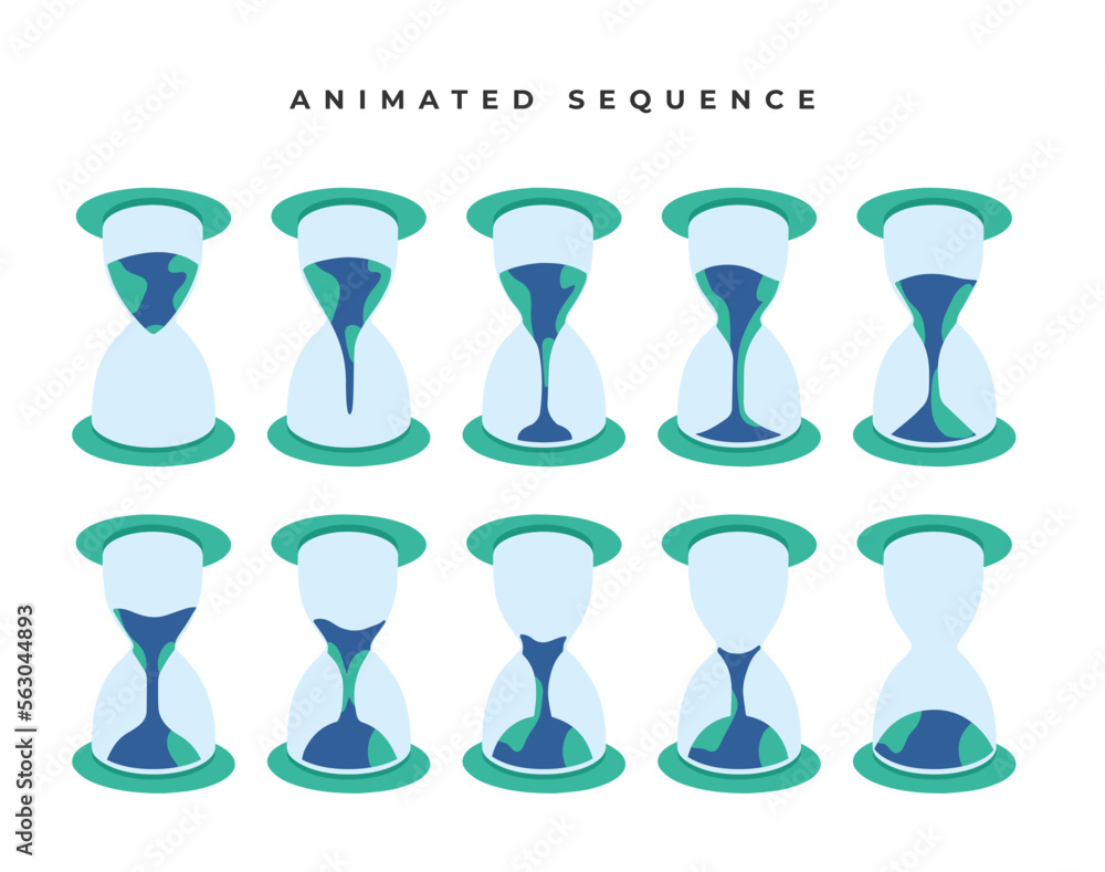 Earth hourglass animated sequence. Ten image gif series. Climate change. Earth Day. Earth Month. Time running out concept. Earth hourglass animated sequence. Ten image gif series. Climate change. Earth Day. Earth Month. Time running out concept.