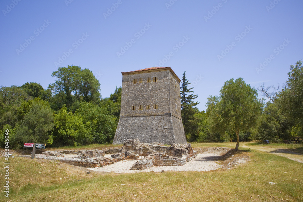 Venetian Tower in the ancient city in Butrint National Park, Buthrotum, Albania