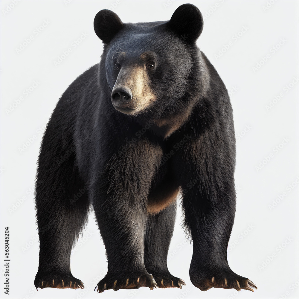 Fototapeta premium Asiatic Black Bear full body image with white background ultra realistic
