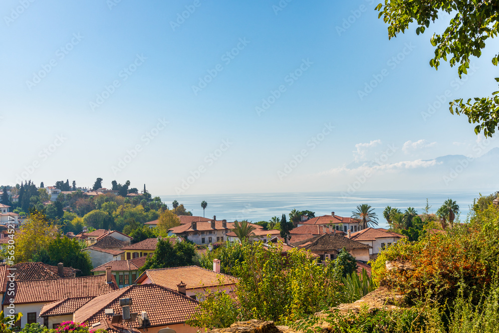 Panorama of the old city (Kaleici) in Antalya (Turkey) on a summer day.