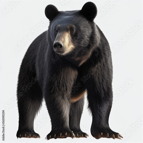 Asiatic Black Bear full body image with white background ultra realistic