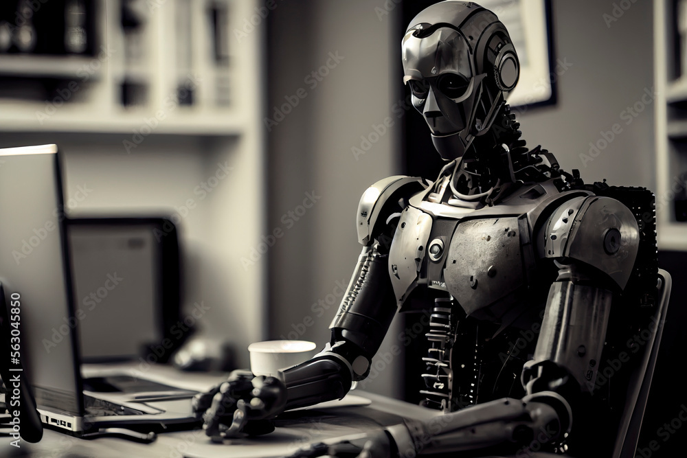 humanoid robot working in an office setting humanoid robot working in an office setting