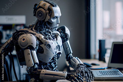 humanoid robot working in an office setting