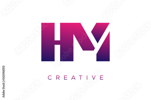 HM or MH  Combination letter creative color alphabet company logo vector icon design