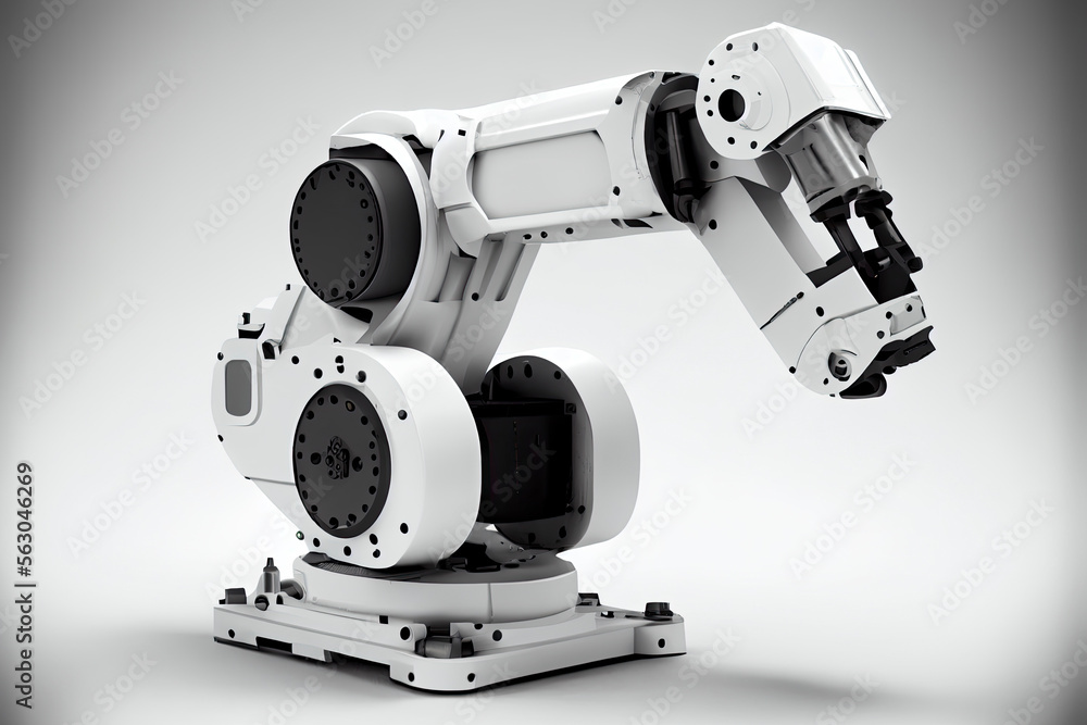 Naklejka premium robotic arm 3d on white background. Mechanical hand. Industrial robot