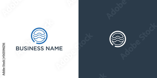 Environment Water Research Logo design vector icon symbol illustration Ocean sea water wave and magnifying research glass and water bubble. Perfect for environment and many creative business services.