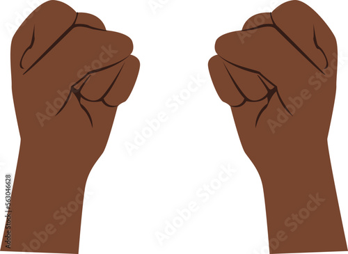 Hands clenched into a fist, dark-skinned hands