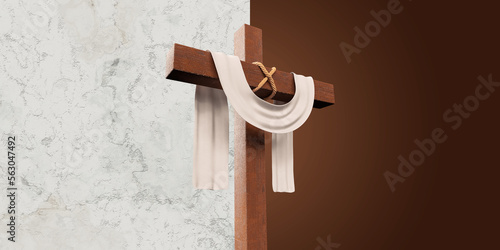 Background with cross in 3d render