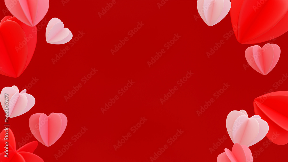 Background with 3d rendered red hearts