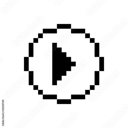 Black play Icon, pixel art design.