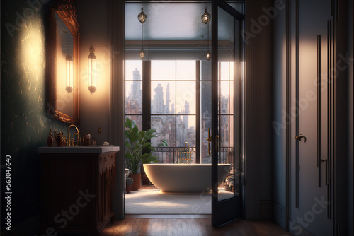 Bath in a modern urban apartment