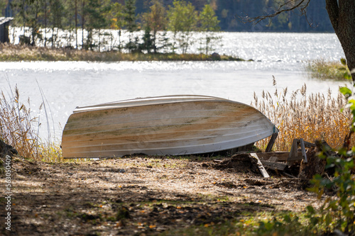 Boat lying on land