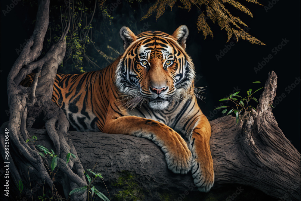 Obraz premium a beautiful tiger in its habitat