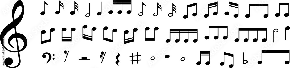 Εκτύπωση καμβά Collection of Music notes. Musical key signs