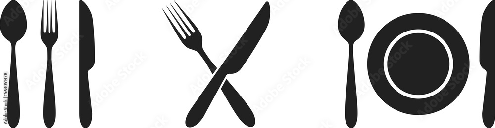 Cutlery set. Fork, spoon, knife. Realistic tableware. Kitchen utensil. Flat style. Cutlery set. Fork, spoon, knife. Realistic tableware. Kitchen utensil. Flat style.