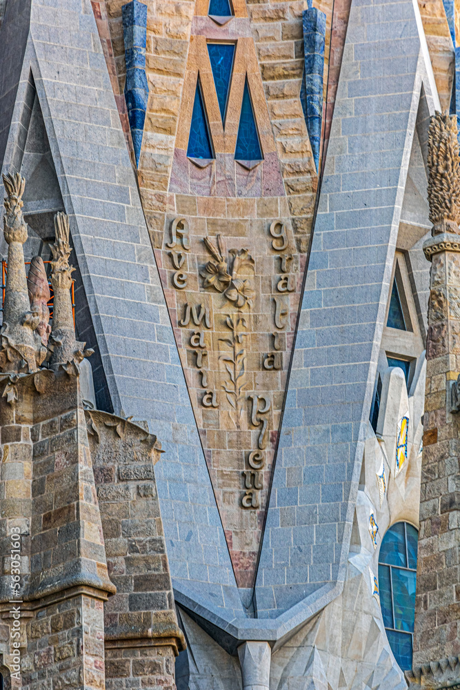 Naklejka premium Exterior of the cathedral La Sagrada Familia, Antoni Gaudi, Barcelona, Catalonia, Spain