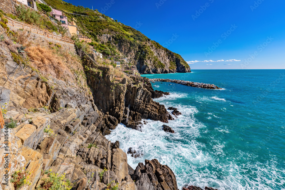 Cliffs on coast of Cinque Terre, Italy