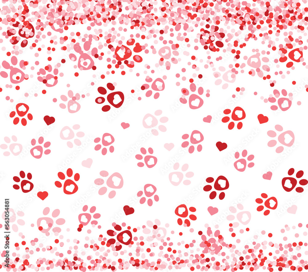 Funny vector my Valentine has paws pattern. Pink background for holiday card or sublimation design