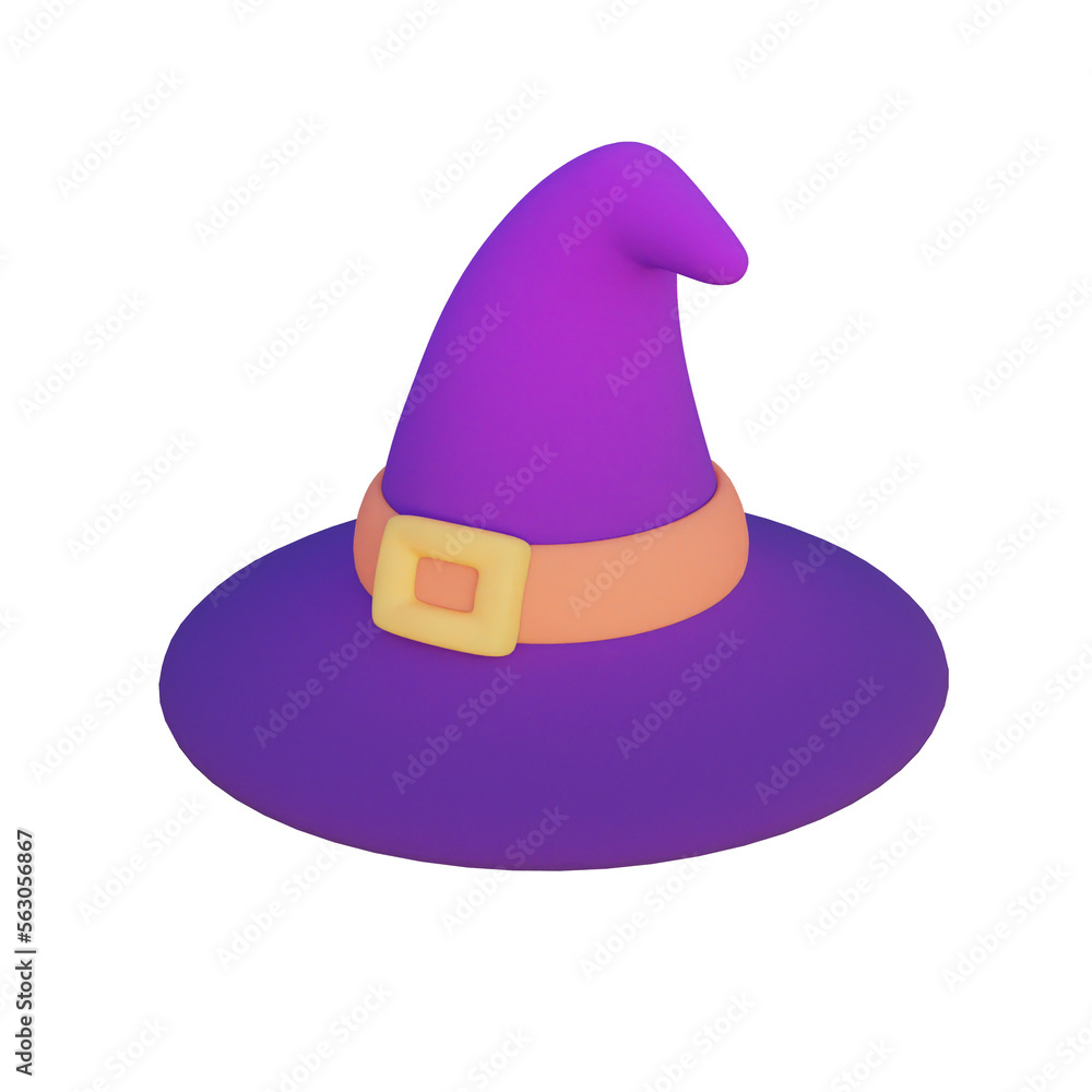 Fototapeta premium 3D illustration or 3D render object of witch hat halloween