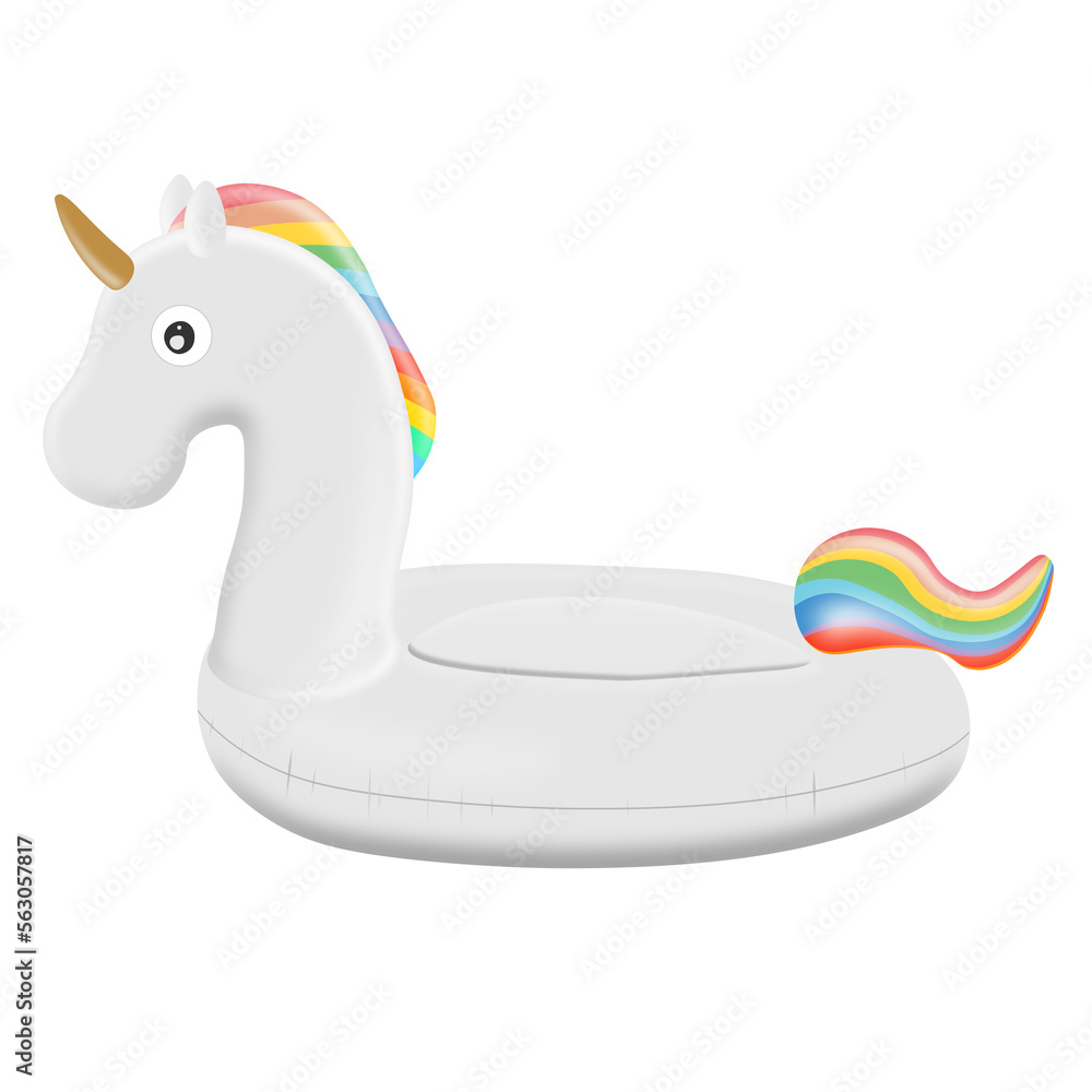Rubber ring for swimming in the pool with colorful cute white unicorn isolated on png white transparent background Rubber ring for swimming in the pool with colorful cute white unicorn isolated on png white transparent background