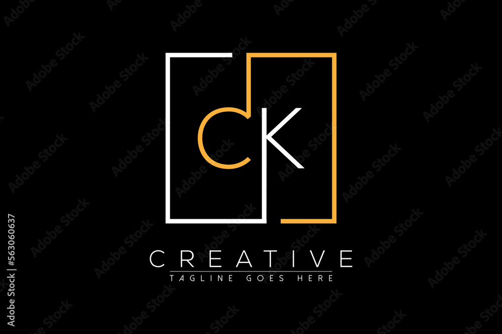 Initial letter ck, kc, c, k elegant and luxury Initial with Rectangular ...