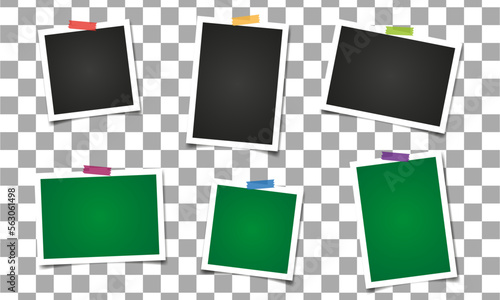 set of geometric photo frames board vintage with green and black color