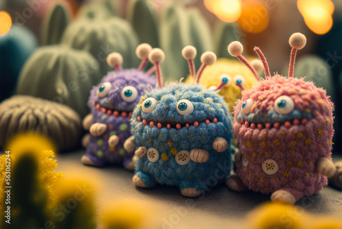 cute embroidered monsters, generative ai photo