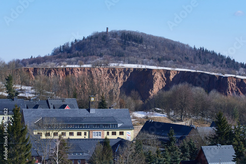 Altenberg im Osterzgebirge im Winter mit Blick zur Pinge und zum Geising 
