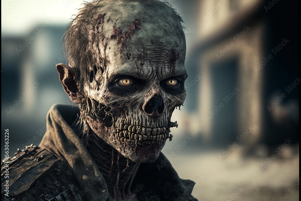 Zombie with rotten skin. Designed using generative ai. Zombie with rotten skin. Designed using generative ai.