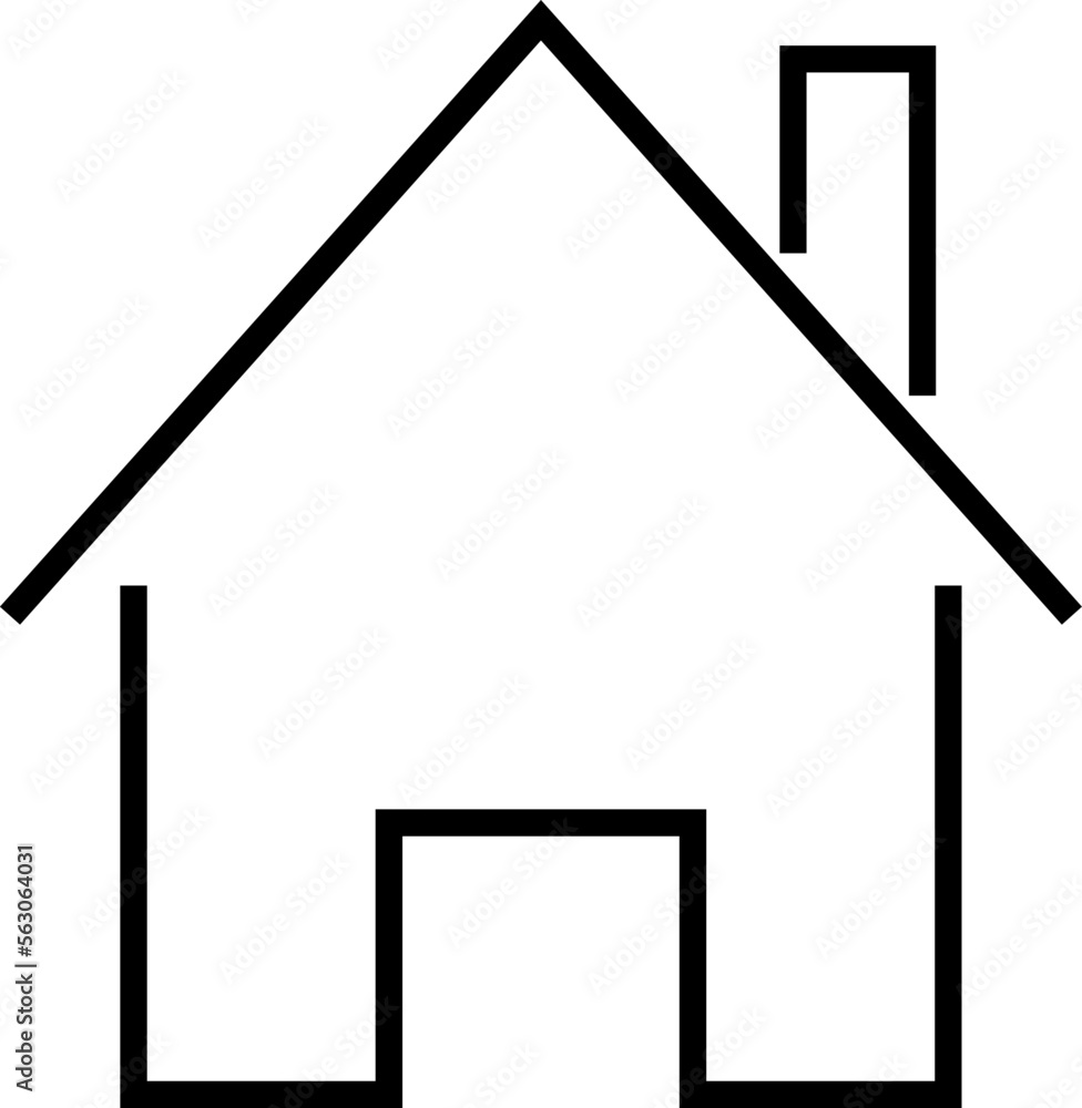 Private House Line Icon. Vector sign drawn with black thin line. Editable stroke. Perfect for UI, apps, web sites, books, articles Private House Line Icon. Vector sign drawn with black thin line. Editable stroke. Perfect for UI, apps, web sites, books, articles