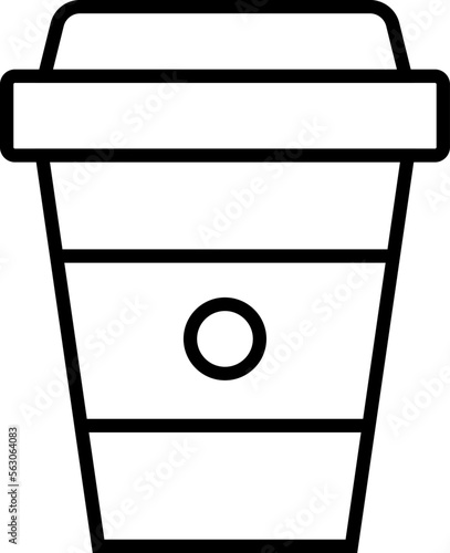 Disposable Tea or Coffee cup line icon. Vector sign drawn with black thin line. Editable stroke. Perfect for UI, apps, web sites, books, articles